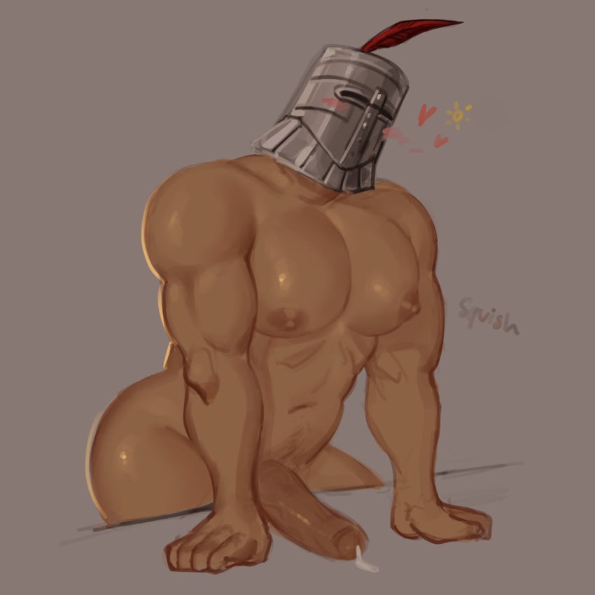 bara_tits big_pecs blush dark_souls erection fromsoftware heart helmet imlooking knight male male_only masked masked_male muscular muscular_male nude painting_(artwork) pecs penis precum precum_drip solaire_of_astora solo uncensored