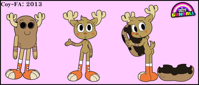 anthro character_sheet deer female female_only furry looking_at_viewer looking_back penny_fitzgerald penny_fitzgerald_(before_canon_real_form) penny_fitzgerald_(peanut) shell solo solo_female the_amazing_world_of_gumball undressing unofficial_design