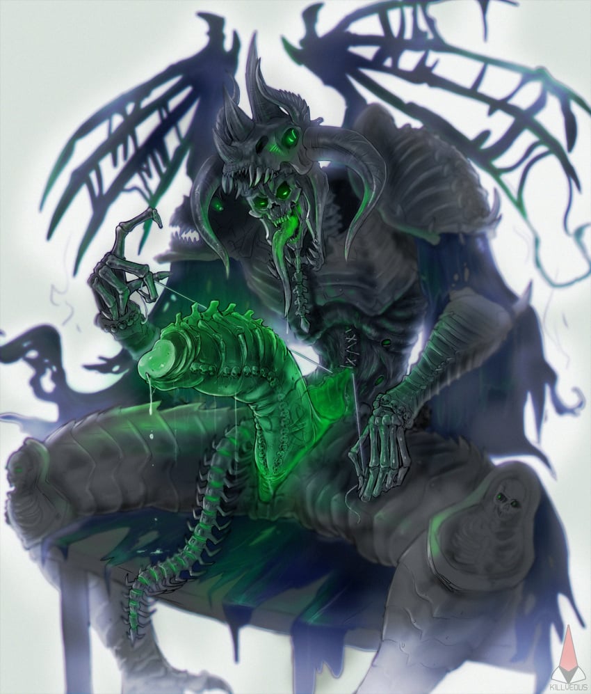 1boy demon_cock killveous large_penis monster_cock nagash penis pinup ribbed_penis solo throne undead warhammer_(franchise) warhammer_age_of_sigmar warhammer_fantasy