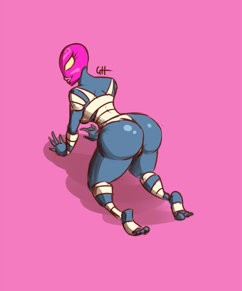 all_fours ass bent_over blue_skin feet guacamelee luchadora on_all_fours tostada