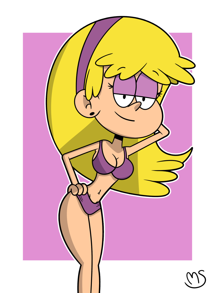 1girls belly bikini blonde_hair breasts carol_pingrey cleavage eyeshadow female female_focus female_only hairband half-closed_eyes hand_on_hip headband muffinzzstudio navel purple_eyeshadow small_waist smile the_loud_house thick_thighs thighs thin_waist tiny_waist