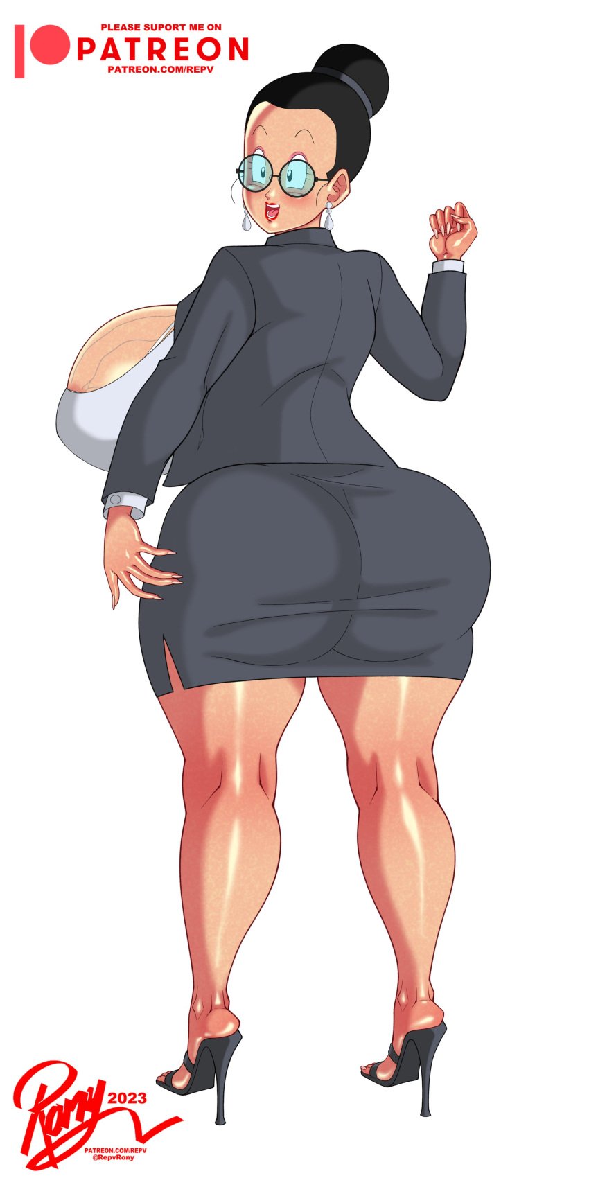 chichi dragon_ball female_only glasses high_heels office_clothing office_lady office_lady_outfit repv smile tagme