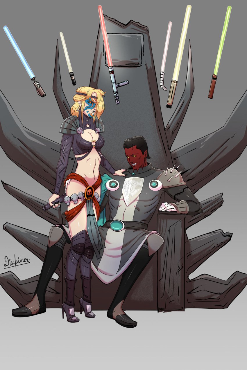 1boy 1boy1girl 1girls astrid_hofferson cleavage cleavage_cutout disclaimer dreamworks female how_to_train_your_dragon lightsaber male male/female sith sith_lady sith_pureblood star_wars throne