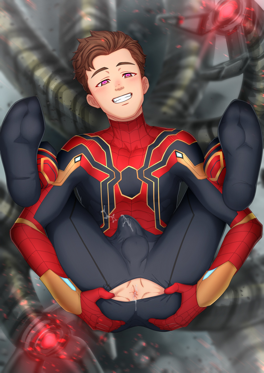 after_anal after_sex cum_in_ass doctor_octopus exposed_anus gay light-skinned_male light_skin male male/male male_only marvel marvel_cinematic_universe otto_octavius peter_parker spider-man spider-man:_no_way_home spider-man_(series) straight_hair suiton tentacle_on_male torn_clothes yaoi