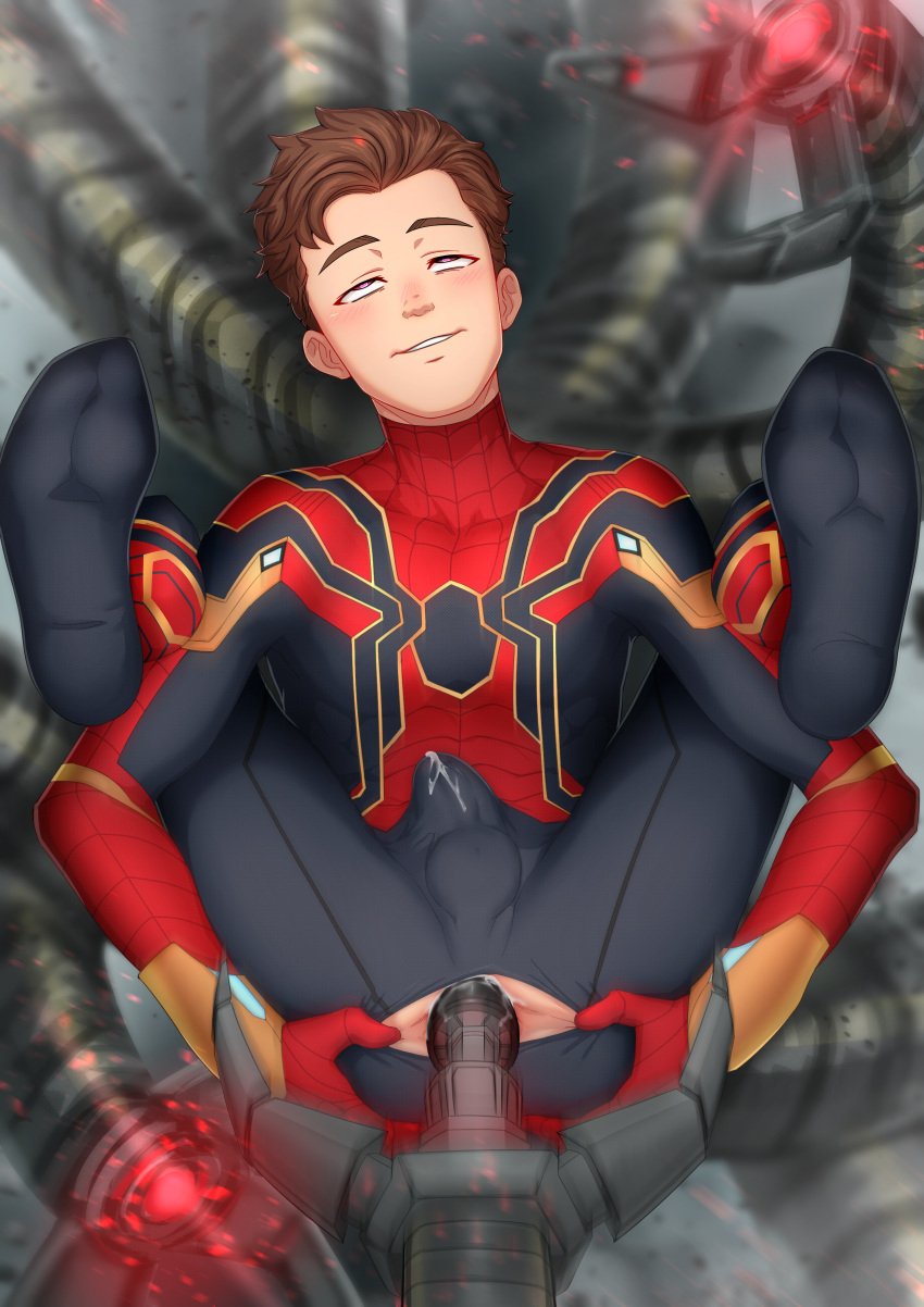 anal anal_insertion clothed dildo_in_ass doctor_octopus gay light-skinned_male light_skin male male/male male_only male_penetrated marvel marvel_cinematic_universe otto_octavius peter_parker spider-man spider-man:_no_way_home spider-man_(series) straight_hair suiton tentacle_on_male yaoi