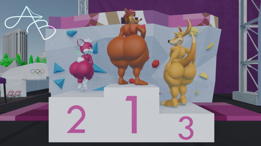 3boys 3d 3d_(artwork) anthro ass ass_bigger_than_head ass_comparison bandicoot big_ass big_butt blender butt chip chip_(sonic) crash_(series) crash_bandicoot crossover fracturedlightning fur furry furry_male furry_only gay huge_ass kangaroo kao_(kao_the_kangaroo) kao_the_kangaroo male male_only number olympics presenting presenting_hindquarters ranking signature sonic_(series) video_games yaoi