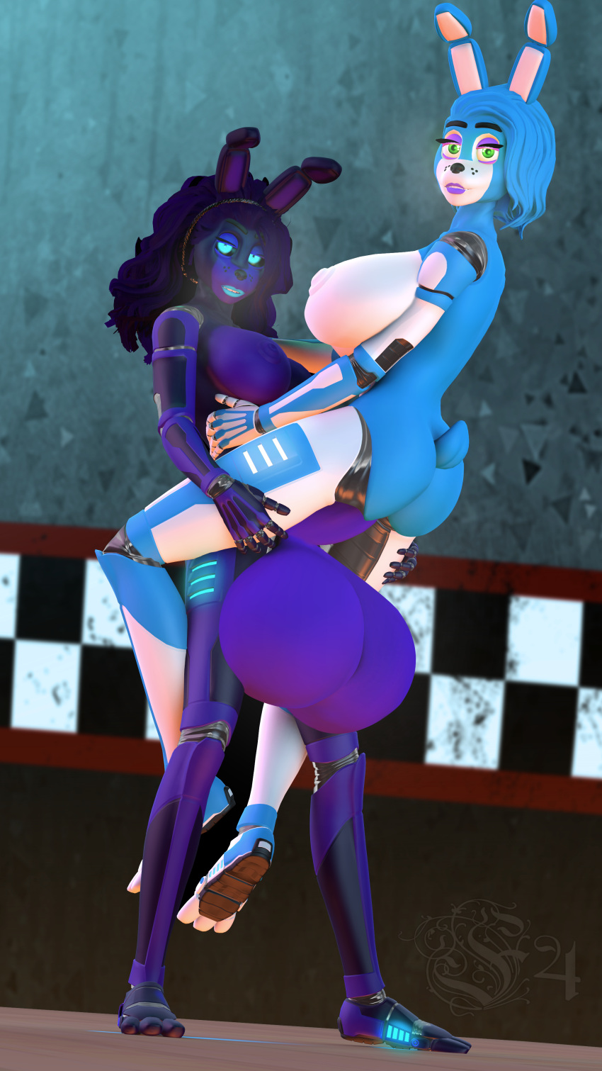 1futa 1girls 3d animatronic anthro blue_body blue_hair blue_skin cyan_eyes exposed_breasts f4 female five_nights_at_freddy's fnaf futa_on_female futa_with_female futanari gigantic_testicles hand_on_hip hand_on_shoulder hands_on_hips huge_breasts huge_cock hyper_balls large_testicles looking_at_viewer oc purple_hair purple_skin robot scottgames sfm shadow_bonnie source_filmmaker standing toy_bonnie toy_bonnie_(fnaf)