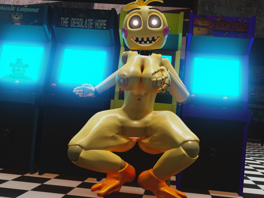 3d chica_(fnaf) five_nights_at_freddy's fnaf retro super_elon