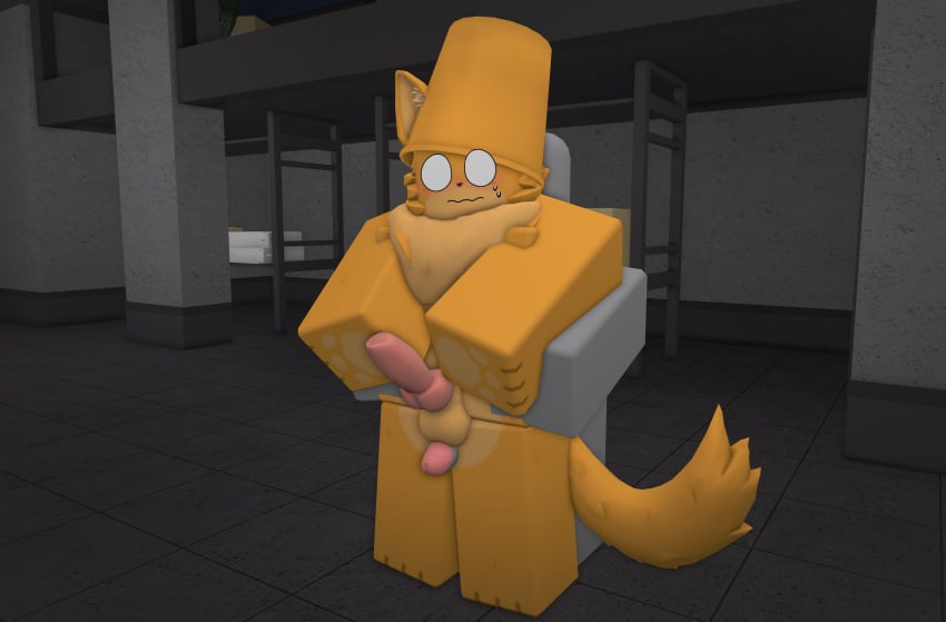 2boys 3d anthro artist_request bucket catte_(kaiju_paradise) furry gay kaiju_paradise male/male orange_fur paws roblox roblox_game robloxian tagme