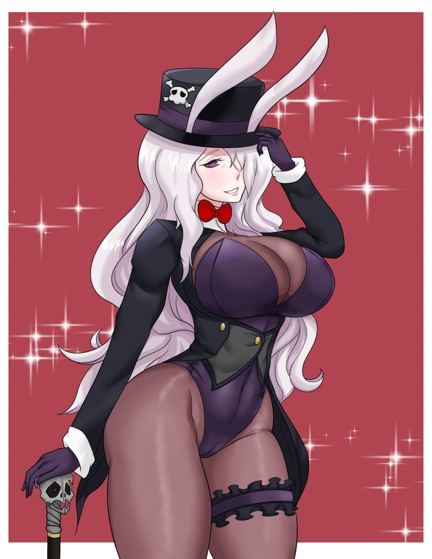 afimaki aged_up alternate_version_available breasts bunny_ears bunny_girl bunnysuit cleavage danganronpa danganronpa_3 kimura_seiko large_breasts smooth_skin thick_thighs thighs tights