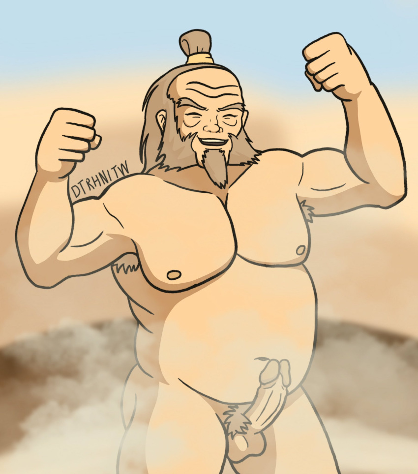 avatar_the_last_airbender balls beard boner dtrhnitw erection facial_hair happy iroh male male_only man_bun nude old_man overweight overweight_male penis pubic_hair solo solo_male steam