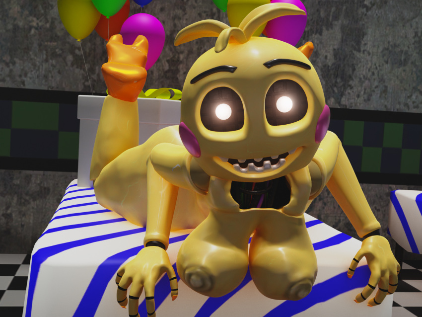 3d chica_(fnaf) five_nights_at_freddy's fnaf legs_up super_elon table table_sex