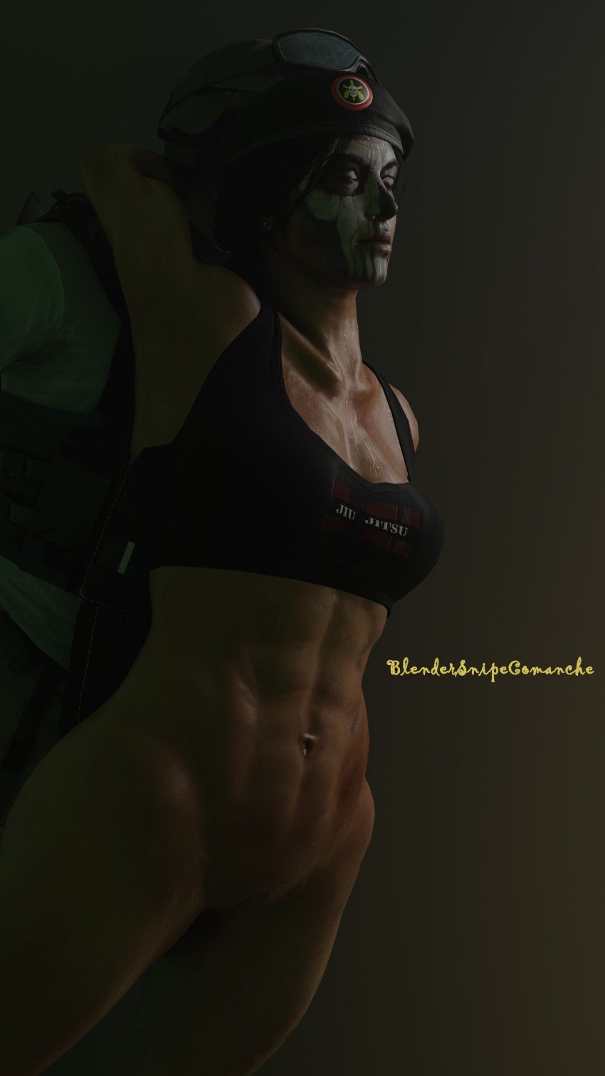 3d 4k beret blender bottomless bottomless_female brazilian brazilian_female caveira_(rainbow_six) dark-skinned_female dark_skin facepaint female hi_res high_resolution highres lesion_(rainbow_six) male muscular muscular_female rainbow_six rainbow_six_siege sfmsnipecomanche sweat w33w33 wholesome