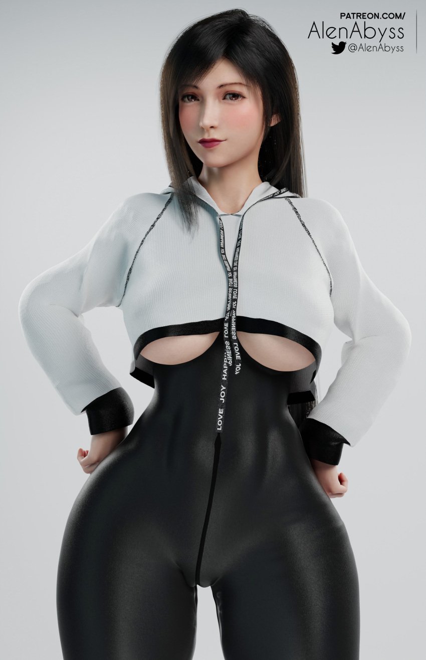 1girls 3d alenabyss big_breasts black_hair bodysuit breasts cameltoe curvy cute female final_fantasy final_fantasy_vii final_fantasy_vii_remake hourglass_figure large_breasts leggings solo thick thick_thighs tifa_lockhart underboob wide_hips yoga_pants