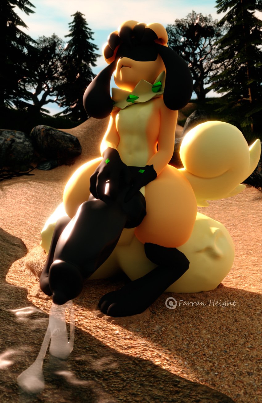 2022 3d_(artwork) absurd_res anthro balls beach big_balls big_penis bodily_fluids bulging_vein closed_eyes cum cumshot detailed_background digital_media_(artwork) dusk_rioluff_(artist) ejaculation erection farran_height_(artist) feet fur gem generation_1_pokemon generation_4_pokemon genital_fluids genitals grass hair hand_on_penis head_back hi_res huge_balls huge_cock hyper hyper_balls hyper_genitalia hyper_penis jay_riolu male mammal nintendo nude orange_body outside penis plant pokemon pokemon_(species) riolu rock sand seaside sitting_on_balls sky solo standing sun tail teeth thick_thighs toes tree vein veiny_balls veiny_penis video_games water wide_hips