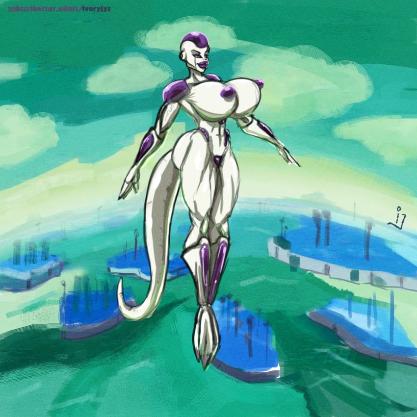 1girls abs alien alien_girl areolae ass big_breasts bimbo breasts busty dragon_ball dragon_ball_z female female_only floating flying frieza huge_breasts ivoryjyz large_breasts muscular muscular_ass muscular_female muscular_legs muscular_thighs namek nipples rule_63 solo tail thick thick_ass thick_hips thick_lips thick_thighs wide_hips