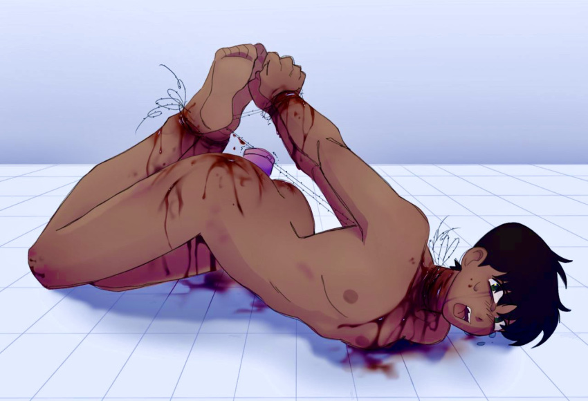 barbed_wire blood bondage bruise crying crying_with_eyes_open cut cuts forced gore kanedasimp_(artist) male male_focus male_only male_penetrated pain painful painful_anal painful_penetration rape sobbing vibrator vibrator_in_ass