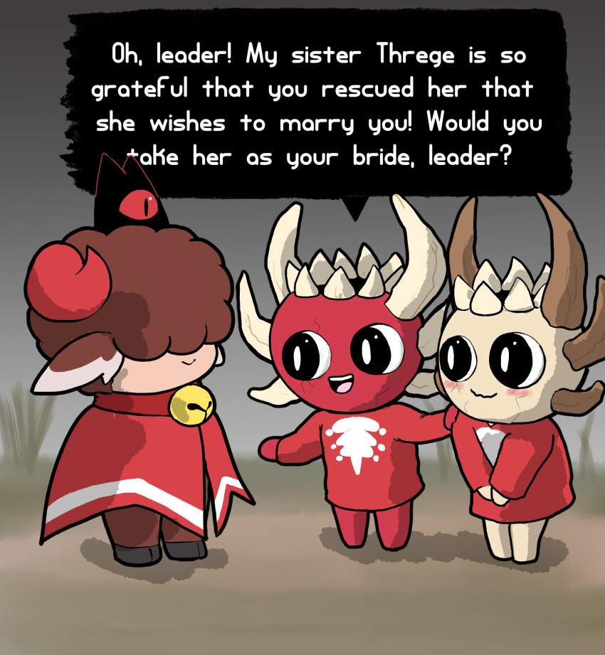 a_womenscareme_classic alternate_color anthro bulle_(bullelewds) bullelewds chibi color cult_of_the_lamb cultist english_text follower_(cult_of_the_lamb) fur furry lamb_(cult_of_the_lamb) marriage_proposal original_character robe text wool_(fur)