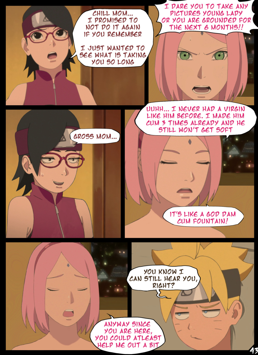 boruto:_naruto_next_generations comic english_text naruto naruto_(series) nyxworks page_43 sakura_haruno sarada_uchiha speech_bubble story text uzumaki_boruto