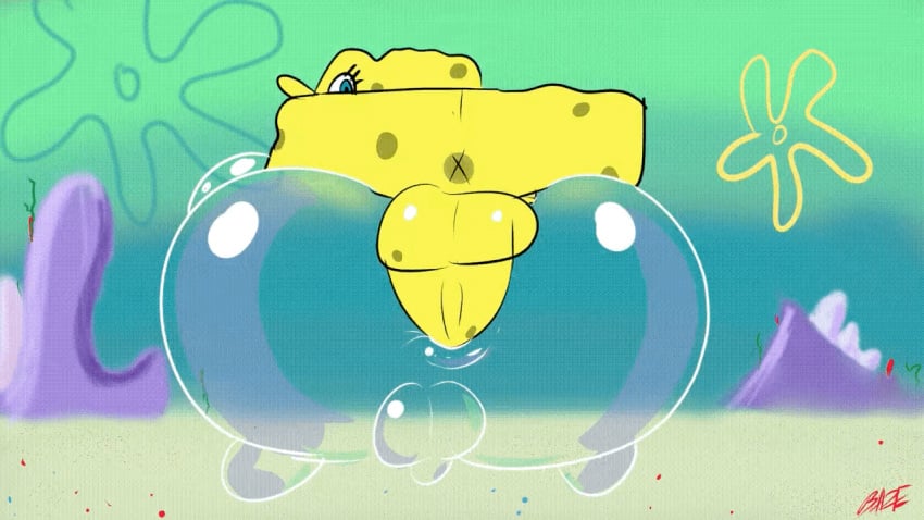 anal animated asshole backsack blaze_(artist) bubble_buddy gay smooth_skin spongebob_squarepants spongebob_squarepants_(character) underwater unseen_male_face yaoi