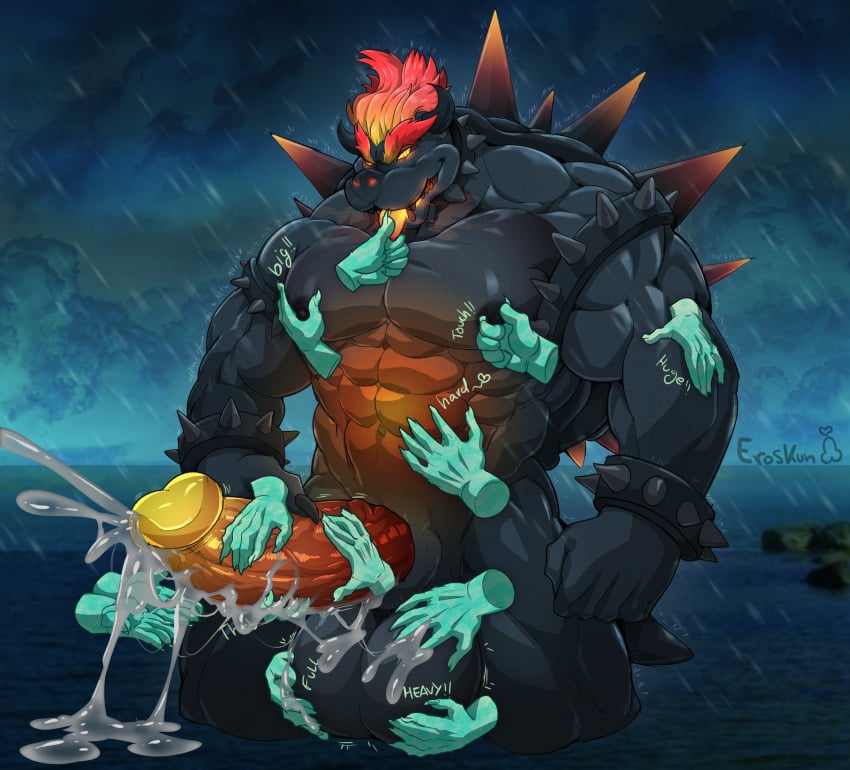 abs absurd_res anthro armband balls bara biceps big_balls big_penis bodily_fluids bowser bowser's_fury bowser_day cum cum_drip cum_on_penis cumshot disembodied_hand dripping ejaculation erection eroskun fury_bowser genital_fluids genitals ghost_hands glistening glistening_body glowing glowing_eyes glowing_genitalia glowing_hair glowing_penis glowing_spikes glowing_tongue hair hand_on_penis handjob hi_res holding_penis huge_balls huge_cock hyper hyper_balls hyper_genitalia hyper_penis koopa looking_at_viewer male male_only mario_(series) masturbation mouth_play muscular muscular_anthro muscular_male muscular_neck muscular_thighs nintendo nipple_fetish nipple_play orgasm pecs penile penile_masturbation penis raining scalie sex shell solo spiked_armband spiked_shell spikes spikes_(anatomy) super_mario_3d_world tongue tongue_out video_games wet