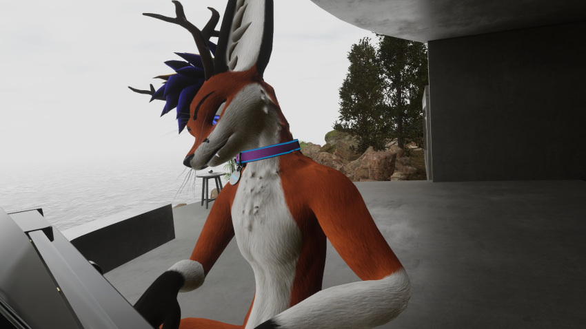 anthro anthro_only fox outside piano rexouium tagme vr_media wenge