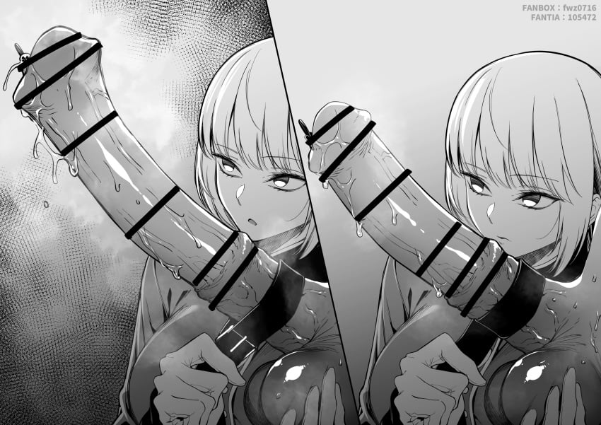 1futa 1girls artoria_pendragon artoria_pendragon_(lancer) balls big_penis black_and_white censor_bar censored censored_penis cock_belt dickgirl erect_penis erection fan_(f.w.zholic) fate/grand_order fate_(series) female florence_nightingale_(fate) futa_urethral_insertion futanari getting_erect giant_penis gigantic_penis horse_penis horsecock horsecock_futanari huge_cock large_penis long_penis monochrome orgasm_denial penis testicles thick_penis urethral_insertion veiny_penis