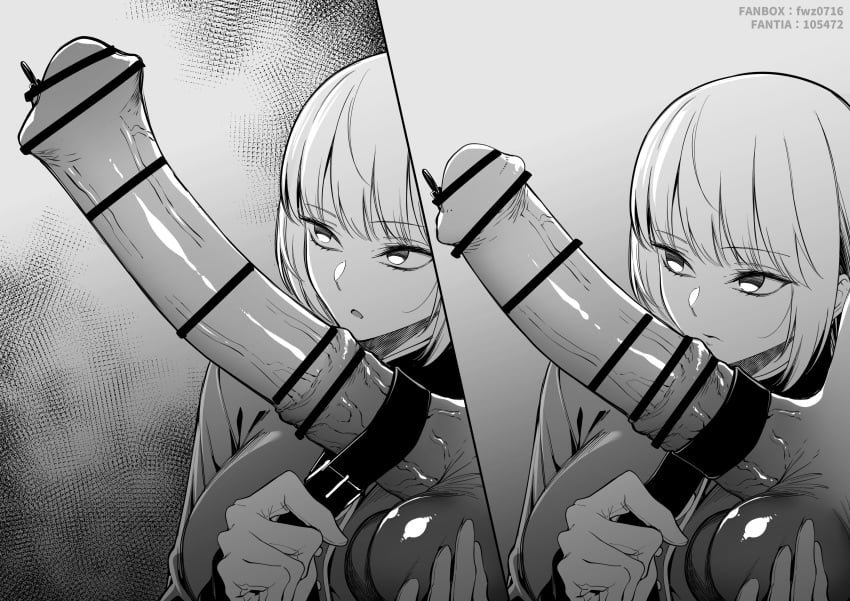 1futa 1girls artoria_pendragon artoria_pendragon_(lancer) balls big_penis black_and_white censor_bar censored censored_penis cock_belt dickgirl erect_penis erection fan_(f.w.zholic) fate/grand_order fate_(series) female florence_nightingale_(fate) futa_urethral_insertion futanari getting_erect giant_penis gigantic_penis horse_penis horsecock horsecock_futanari huge_cock large_penis long_penis monochrome orgasm_denial penis testicles thick_penis urethral_insertion veiny_penis