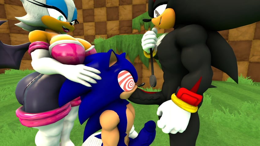 1girls 2boys 3d anthro bat blowjob blue_eyes breasts clothing erection fellatio female femdom furry gay gloves green_hill_zone hand_on_head hedgehog hypnosis kneeling male male/male maledom malesub mind_control oral oral_sex outdoors pendulum penis red_eyes rouge_the_bat sega sex sfm shadow_the_hedgehog smile sonic_(series) sonic_the_hedgehog sonic_the_hedgehog_(series) source_filmmaker spiral_eyes standing supaphreak wings yaoi