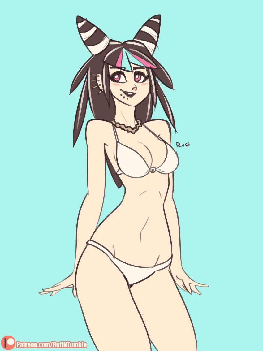 bikini bikini_bottom bikini_top breasts danganronpa danganronpa_2:_goodbye_despair female_only mioda_ibuki ruff_sketches smooth_skin super_danganronpa_2 thighs white_bikini