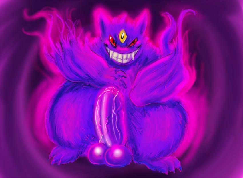 aura balls erection fangs generation_1_pokemon gengar genitals grin looking_at_viewer male male_only mega_evolution mega_gengar monsterblender nintendo no_humans penis pokemon pokemon_(species) smile solo solo_male vein veiny_penis video_games