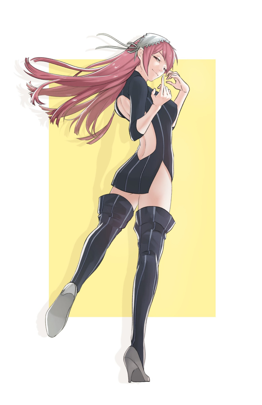 1girls ass back back_view backless_outfit bare_back big_ass cherche_(fire_emblem) come_hither commission female female_only fire_emblem fire_emblem_awakening highres long_hair looking_at_viewer looking_back nintendo pelvic_curtain pink_eyes pink_hair pomelomelon seductive seductive_look seductive_smile solo thighs white_background