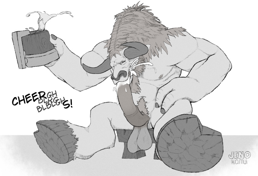 1boy 3d_(artwork) alcohol anthro autofellatio balls bestiality beverage big_balls big_penis blizzard_entertainment bodily_fluids bovid bovine cum cum_in_mouth cum_inside cumshot digital_media_(artwork) ejaculation erection fur genital_fluids genitals hooves horn jenokamui male male_only mammal masturbation muscular muscular_male nude oral oral_masturbation penile penile_masturbation penis solo source_filmmaker tauren video_games warcraft