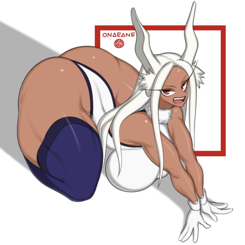 1girls all_fours ass big_ass big_breasts breasts bunny bunny_ears female female_only huge_ass huge_breasts huge_butt legwear long_hair miruko my_hero_academia onaeane red_eyes rumi_usagiyama thighhighs thighs white_hair