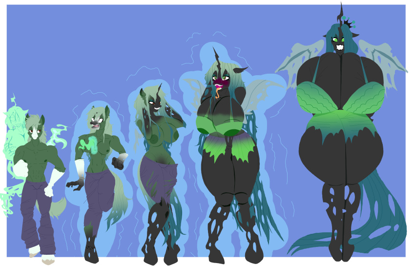 ass_expansion breast_expansion chubby-dingo female friendship_is_magic gender_transformation hair_color_change hair_growth huge_ass huge_breasts mtf_transformation my_little_pony possession queen_chrysalis_(mlp) skin_color_change thick_thighs thigh_expansion transformation wide_hips