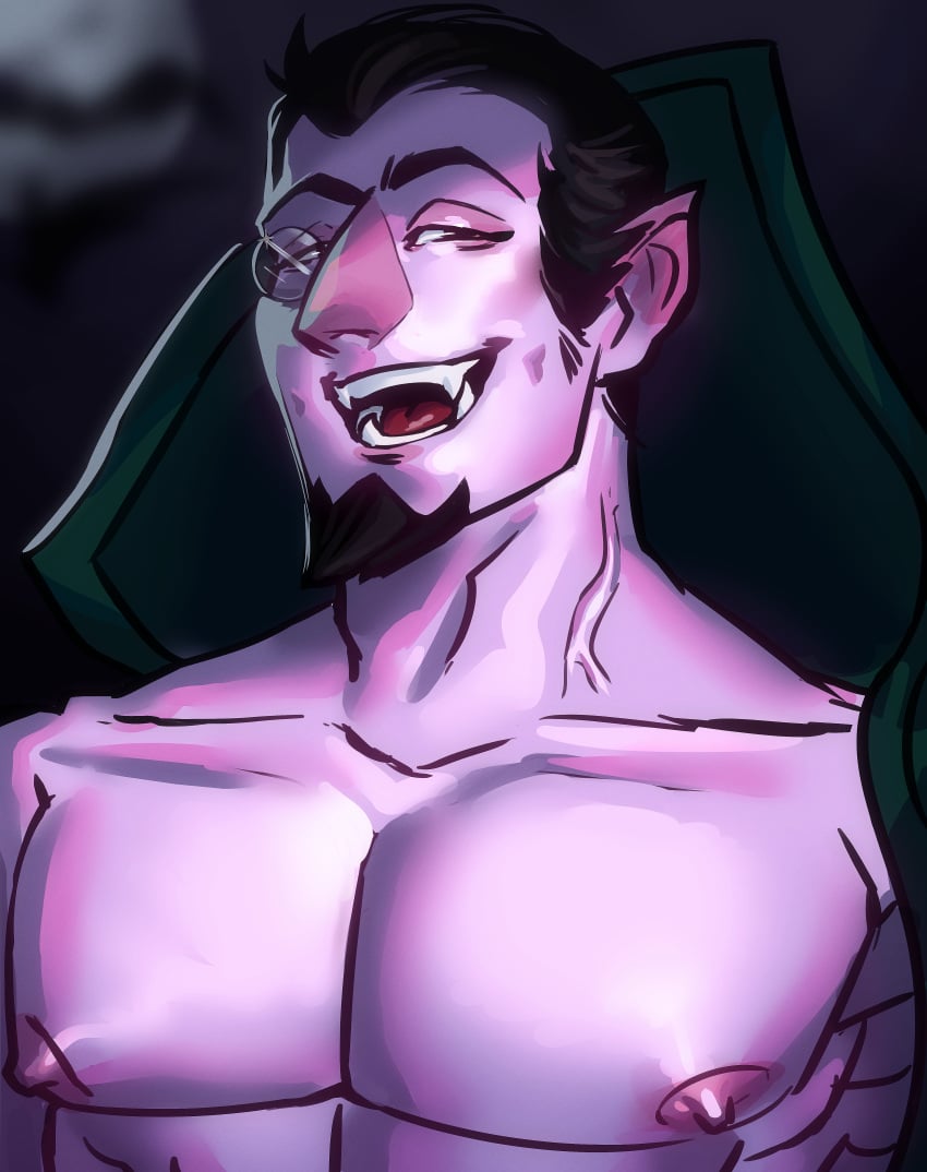 bara bara_tits barazoku count_von_count fangs male_only monocle muscular neronoid pointy_ears purple_skin shirtless solo_male vampire