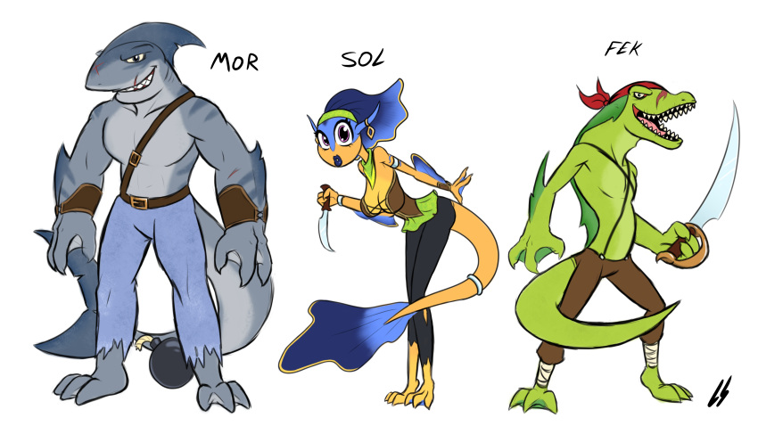 anthro drunken_tales eel fek_(drunken_tales) fish fish_girl girl lord_sarloc mor_(drunken_tales) pirate pirates shark sol_(drunken_tales)