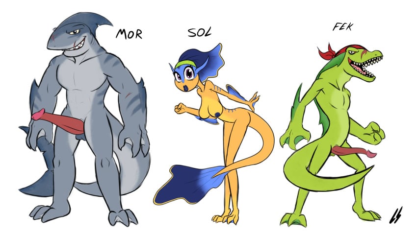 anthro breasts drunken_tales eel erection fek_(drunken_tales) fish fish_girl girl lord_sarloc mor_(drunken_tales) nipples nude open_mouth penis pirate pirates shark sol_(drunken_tales) uncensored