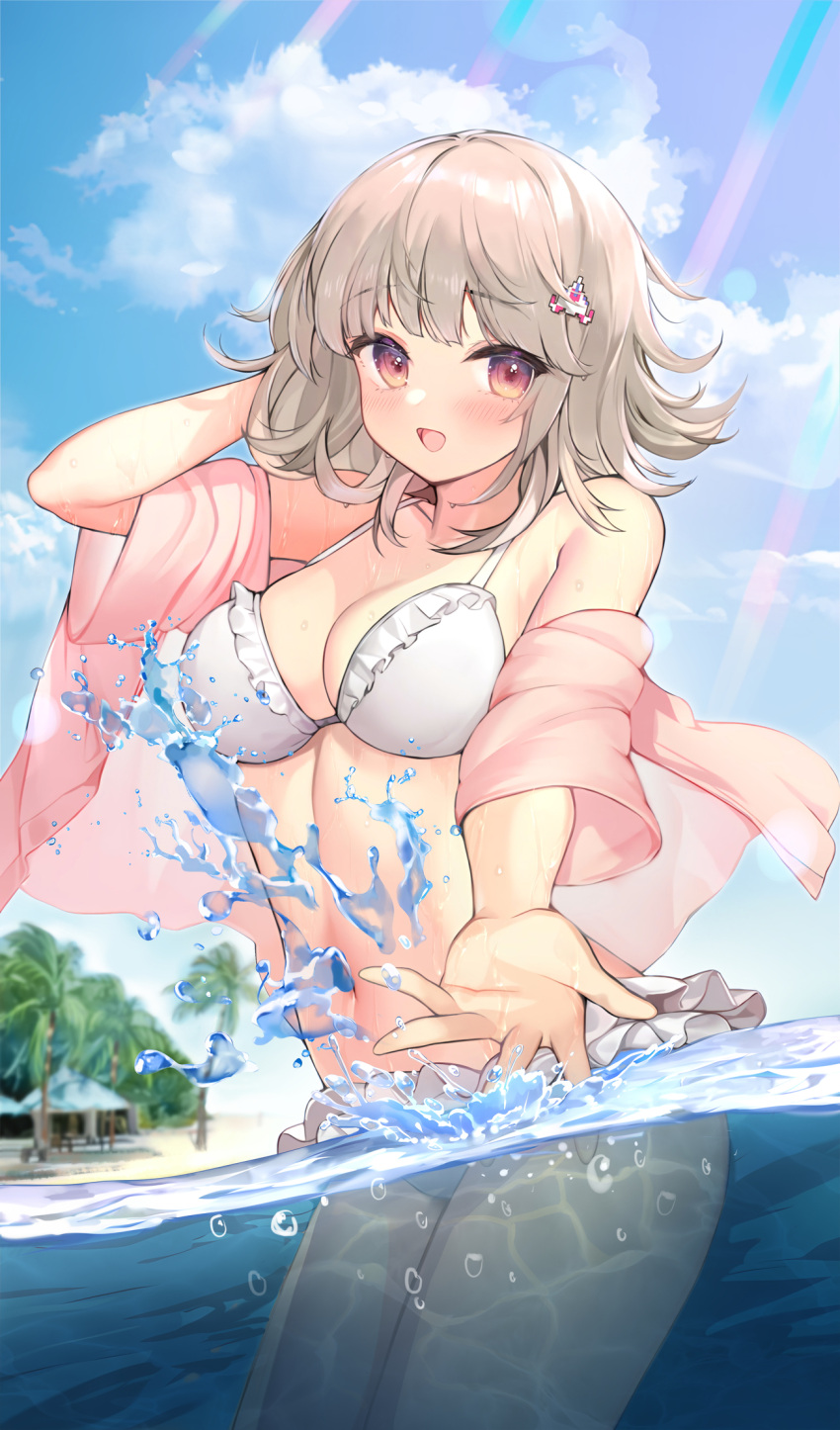 aimee_(emi) beach bikini bikini_bottom bikini_top breasts danganronpa danganronpa_2:_goodbye_despair female_only large_breasts nanami_chiaki smooth_skin super_danganronpa_2