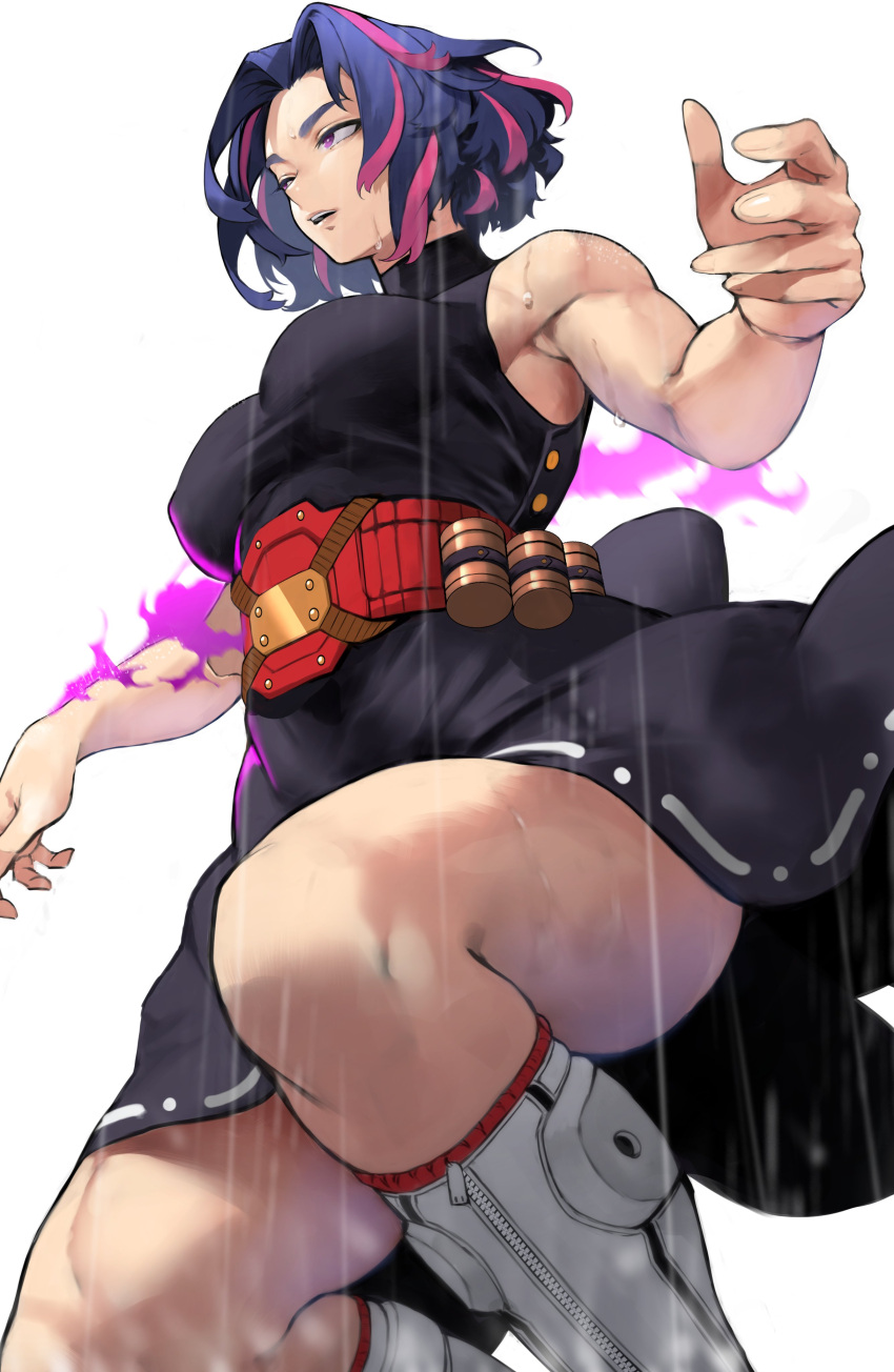 1girl 1girls 2022 2d 2d_(artwork) action_pose adult adult_female assassin aura belt big_breasts boots colored_hair confident dress falling female female_only fit fit_female human human_female human_only kaina_tsutsumi lady_nagant light-skinned_female light_skin looking_away milf multicolored_hair my_hero_academia no_sex not_ai_generated powers purple_eyes purple_hair quirk_(mha) rain raining realistic_breast_size realistic_proportions sfw short_hair simple_background smile smiling solo solo_female strong sweat sweatdrop sweating thick thick_thighs thighs toned toned_female utility_belt villainess white_background yoshi55level