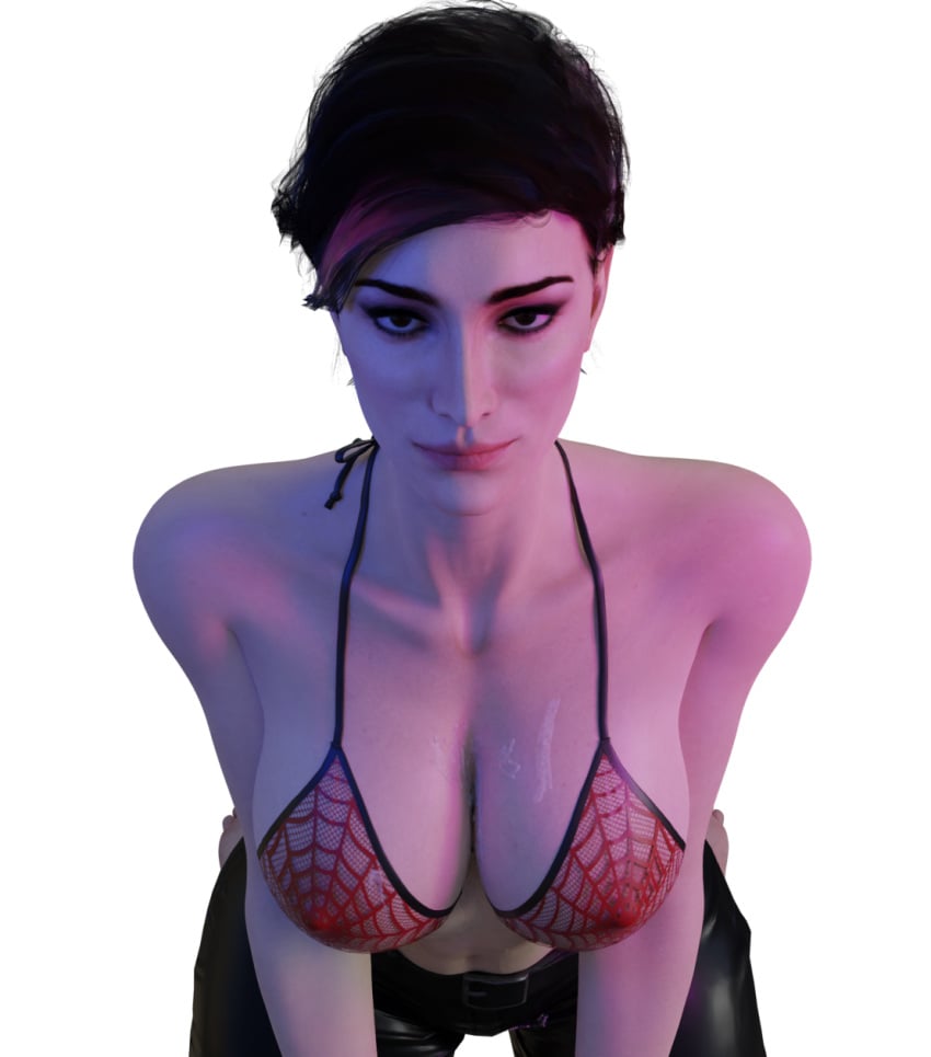 1girls 3d artist_request big_breasts bikini bikini_top blender carrie_anne_moss cum cum_on_breasts female female_only looking_at_viewer seductive seductive_eyes seductive_look solo the_matrix trinity_(the_matrix)