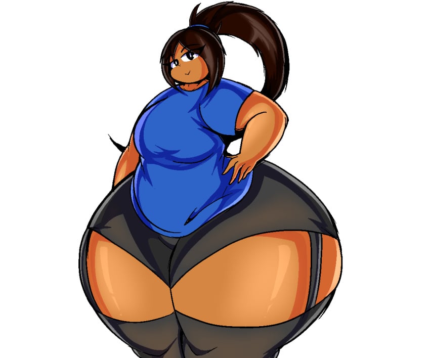 big_ass big_breasts booty_shorts bottom_heavy brown_hair dark_skin garter_straps huge_ass huge_thighs human hyper_ass massive_ass oc odditymew pizzacutiepie sadie_anybody_(pizzacutiepie) stockings tagme thick_ass thick_thighs thighhighs