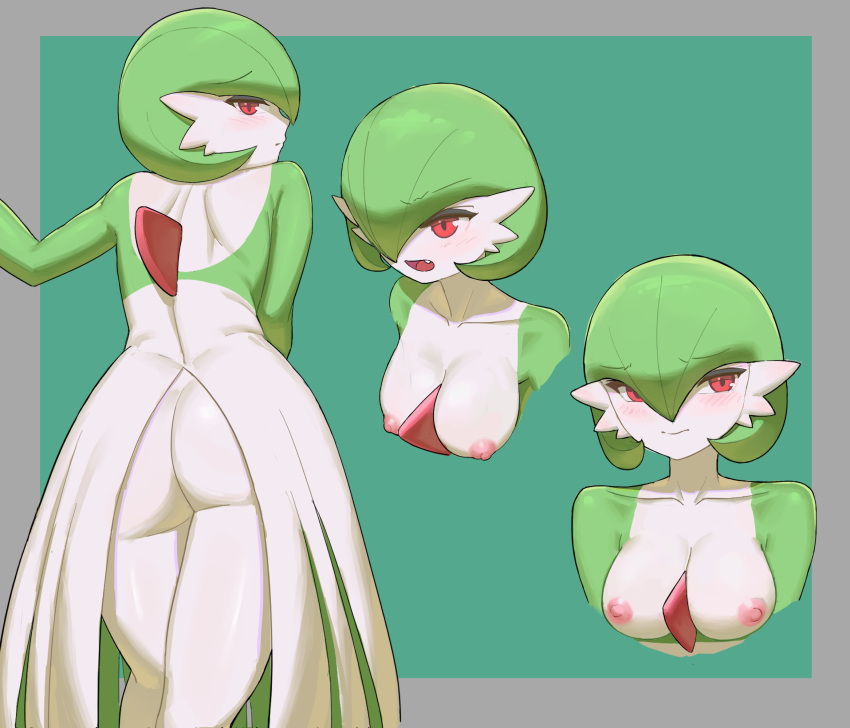 1girls gardevoir green_hair medium_breasts pokémon_(species) pokemon pokemon_(species) short_hair yawar