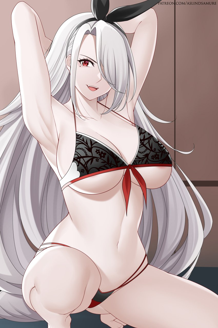 1girls absurd_res absurdres arm_length_gloves aslindsamure azur_lane bangs bare_shoulders bare_thighs beverage big_breasts blonde_female braided_hair breasts female iron_blood_(azur_lane) prinz_heinrich_(azur_lane) solo