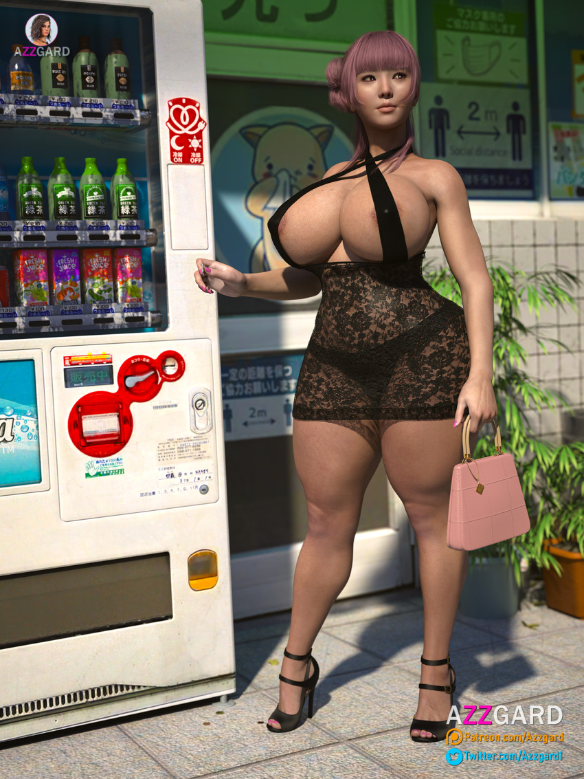 3d 3d_(artwork) asian asian_female ass azzgard bbw big_ass big_breasts big_butt breasts busty clothing female high_heels huge_ass huge_breasts human large_ass large_breasts mature_female milf original_character pale_skin pink_hair pose posing public round_ass see-through_clothing short_dress skimpy skimpy_clothes skimpy_dress tattoo thick thick_ass thick_hips thick_thighs thunder_thighs vending_machine voluptuous wide_hips