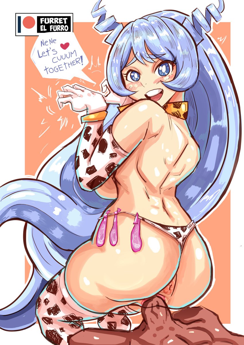 1boy 1girls absurdres animal_print anus ass bikini blue_eyes bright_pupils chinese_zodiac clothing condom cow_girl cow_print cow_print_bikini female gloves grabbing grin hi_res highres long_hair male my_hero_academia nejire_hado no_bra open_mouth penetration penis print_bikini prostitution sex shiny shiny_skin simp_devil smile solo_focus straight swimsuit teeth thigh_grab tongue unseen_male_face used_condom very_long_hair white_pupils year_of_the_ox