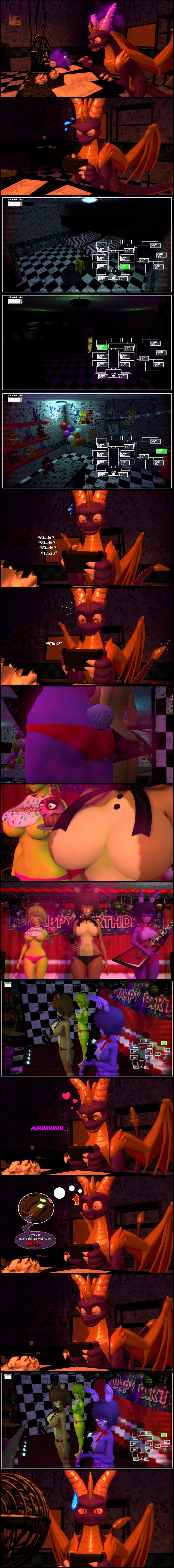 3d annoyed anthro aroused bonnie_(fnaf) camera chica_(fnaf) comic crossover death_mention dragon feral five_nights_at_freddy's five_nights_in_anime freddy_(fnaf) garry's_mod interspecies large_breasts magic nightguard nude_female purring robot spyro_reignited_trilogy spyro_the_dragon stage winking_at_viewer worry