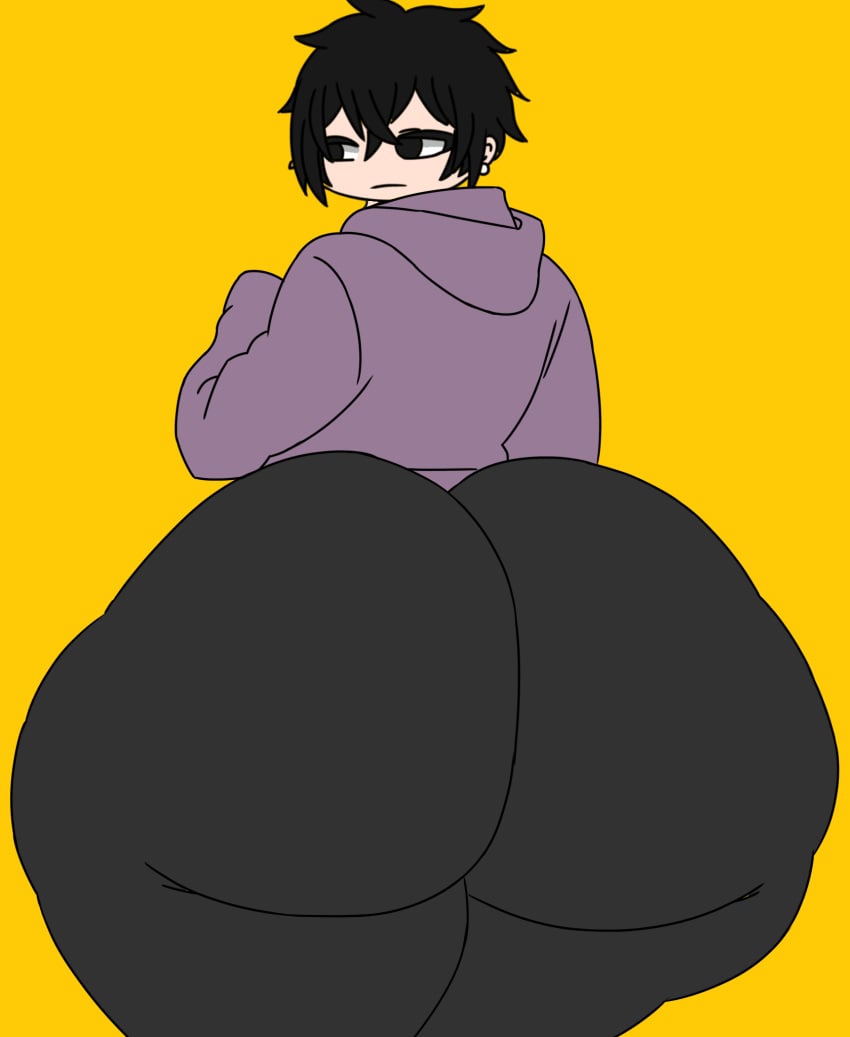 1girls black_hair black_yoga_pants gacha gacha_club gacha_life horny_female huge_ass jason_(gachaslut) nervous oc original original_character purple_hoodie stolen_art traced traced_art