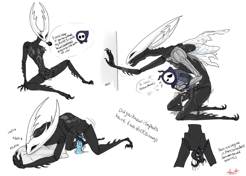 anthro bug dildo hollow_knight hollow_knight_(character) mask multiple_penises quirrel scars sex sinsandh vagina yaoi