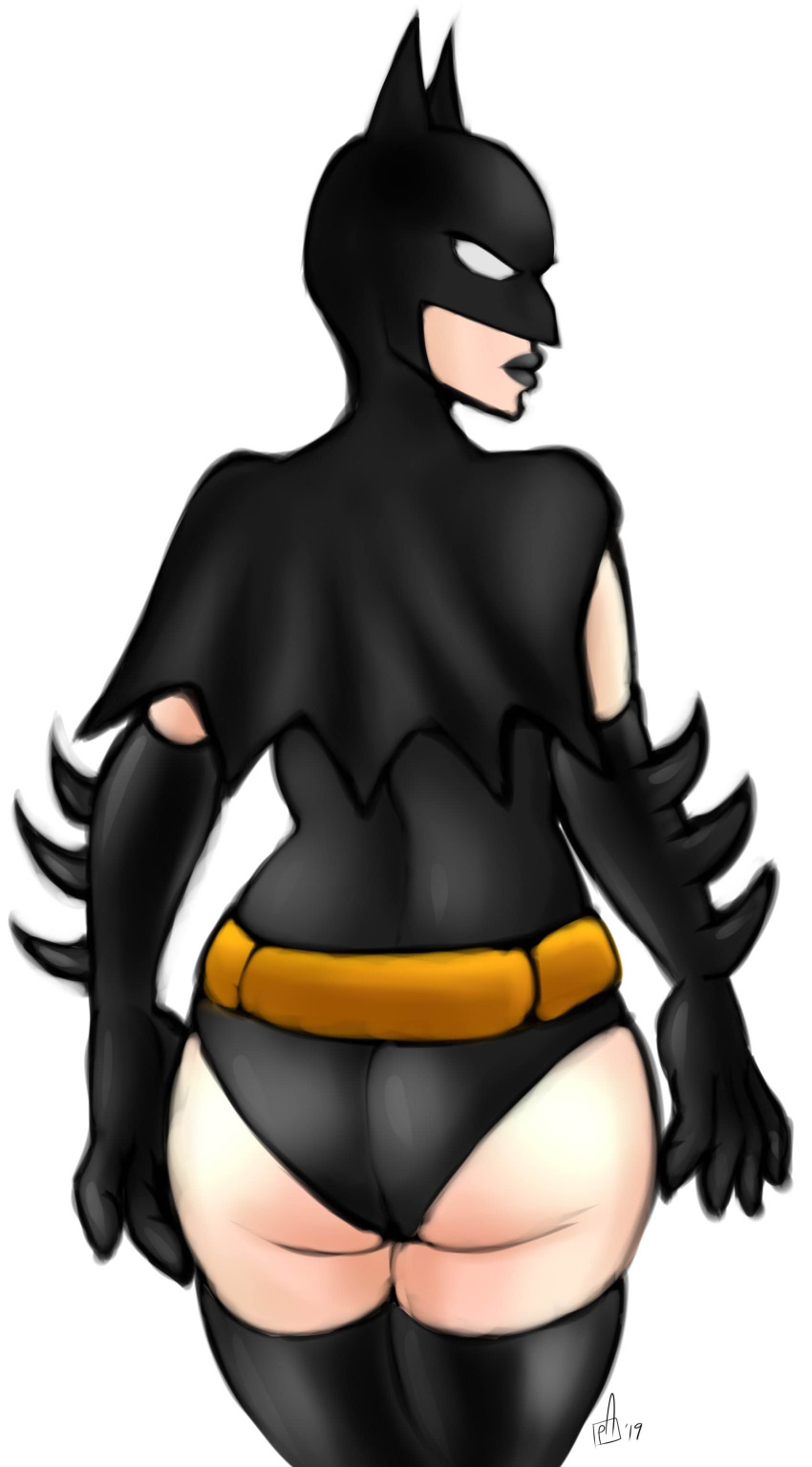 batman batman_(series) bruce_wayne crossdressing femboy from_behind pranky solo trap white_background